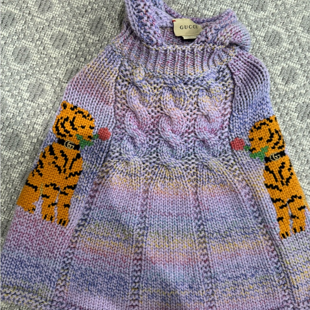 Gucci Lavender Knit Sweater with Animal Motif